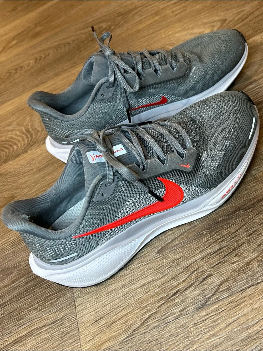 Nike Air Zoom Pegasus 41 Running Shoes- Cool Grey / Bright Crimson - Mens Size 9